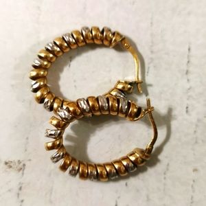 Sterling Silver Gold plated Oval diamond cut hoops